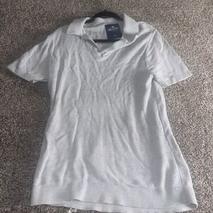 Hollister Knitted Men's Gray Polo Size Medium